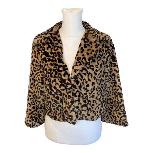 CAbi Sweaters - CAbi Lola Faux Fur Leopard Animal Print Shrug